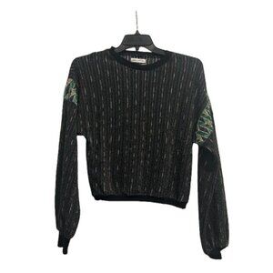 Urban Outfitters Metallic Black and Green Knit Sweater Women’s Size M
